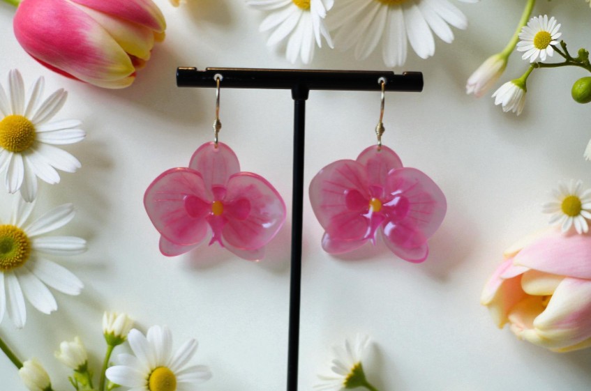 Boucles d’oreilles Orchidées – Rose
