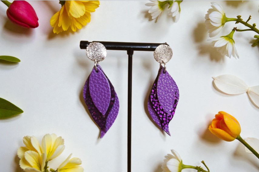 Boucles d’oreilles « Violet Texturé »