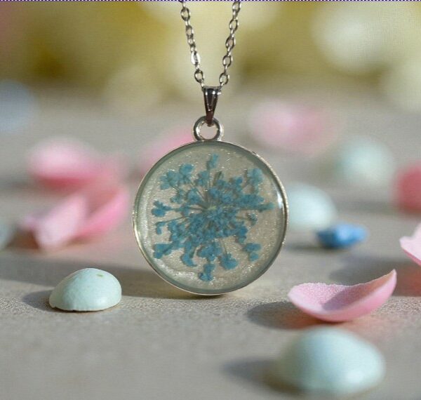 Pendentif Fleur Bleu