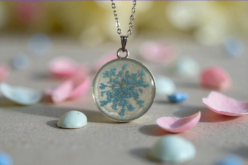 Pendentif Fleur Bleu