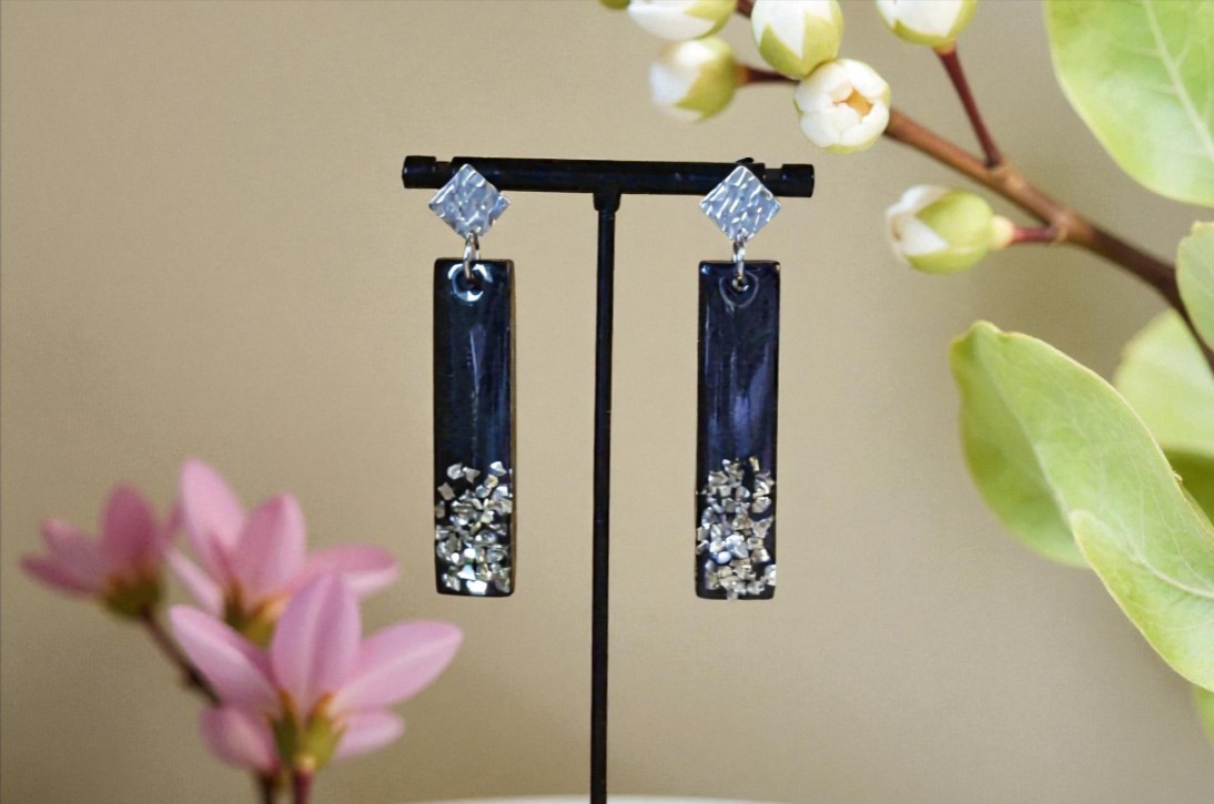 Boucles d’oreilles Noir & Argent