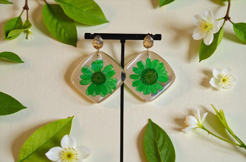 Boucles d’oreilles « Vert Fleuri »