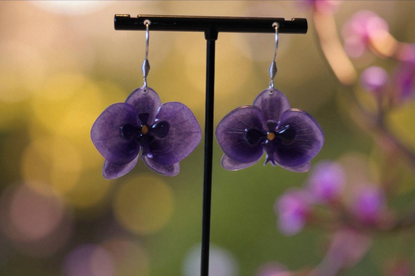 Boucles d’oreilles Orchidées – Violet