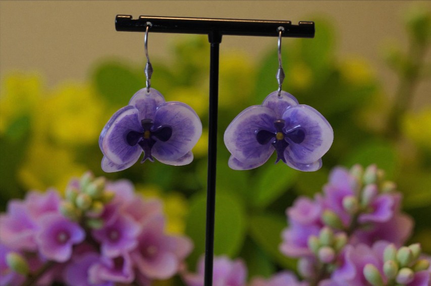 Boucles d’oreilles Orchidées – Mauve