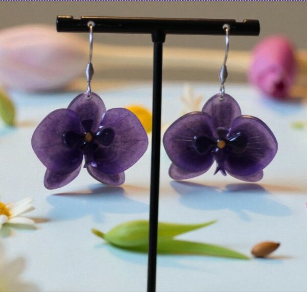 Boucles d’oreilles Orchidées – Violet