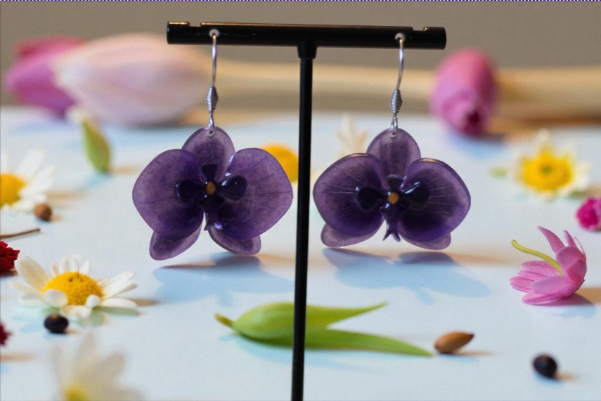 Boucles d’oreilles Orchidées – Violet