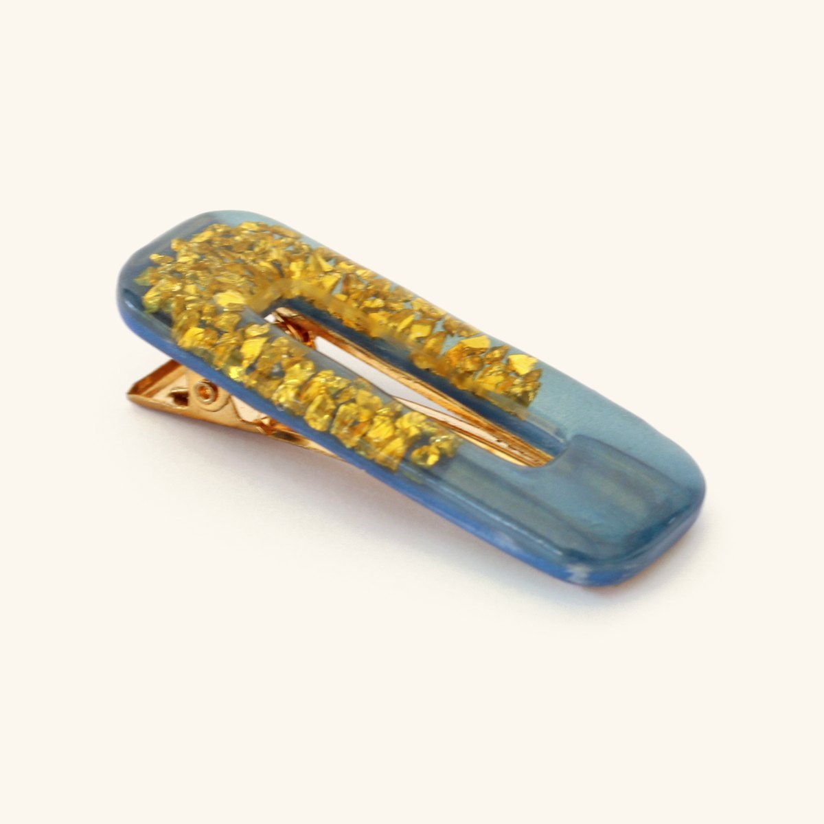 Georgette · Rectangle bleu et feuille d'or