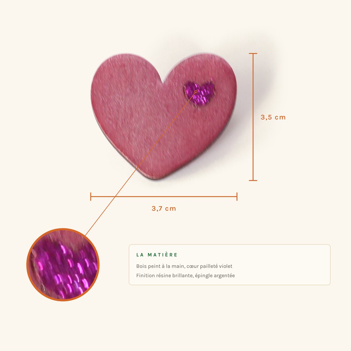 Annette · Cœur mauve pailleté – Image 2
