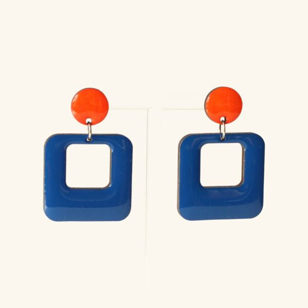 Jeannine · Carré bleu et orange