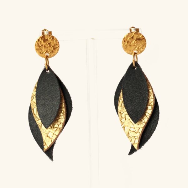 Joséphine · Feuille noir et or pailleté