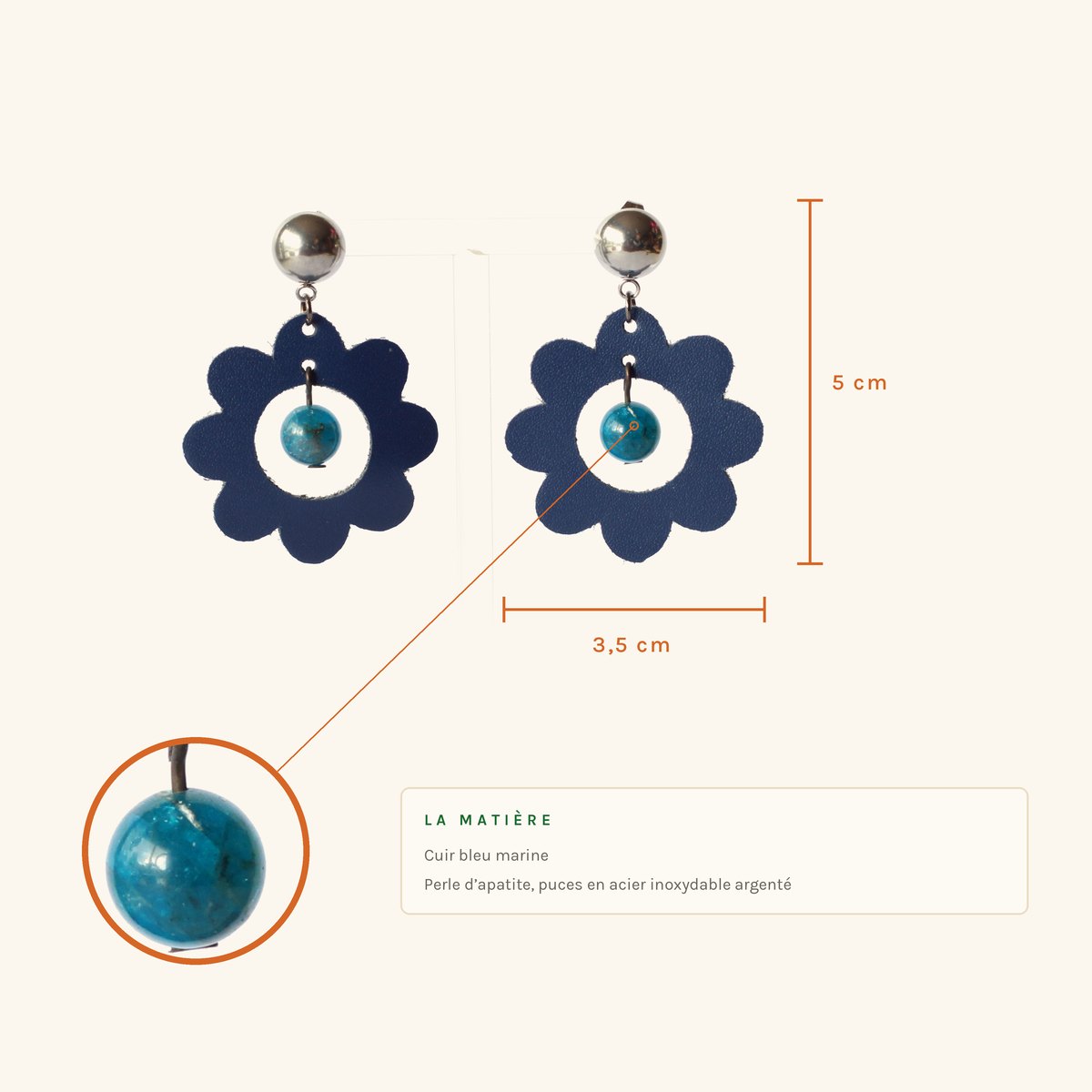 Clémence · Fleur bleu marine et apatite – Image 2