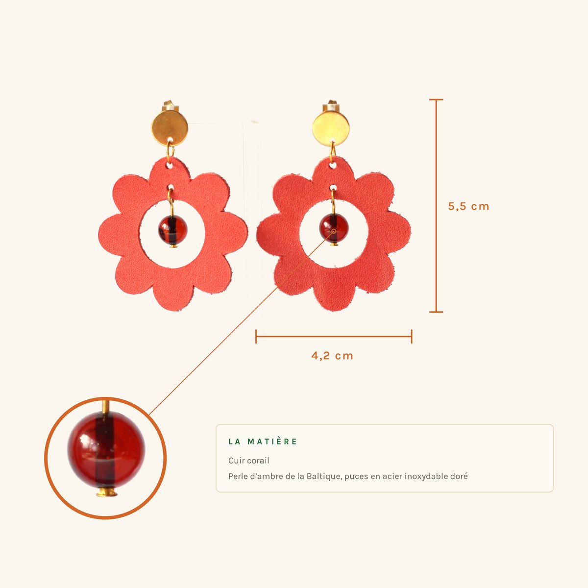 Clémence · Fleur corail et ambre – Image 2