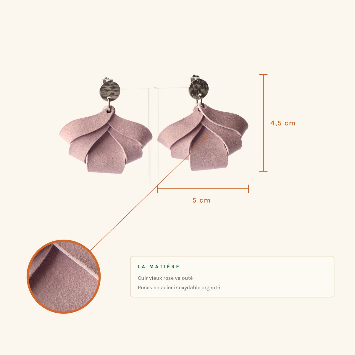 Irène · Fleur plissée vieux rose – Image 2