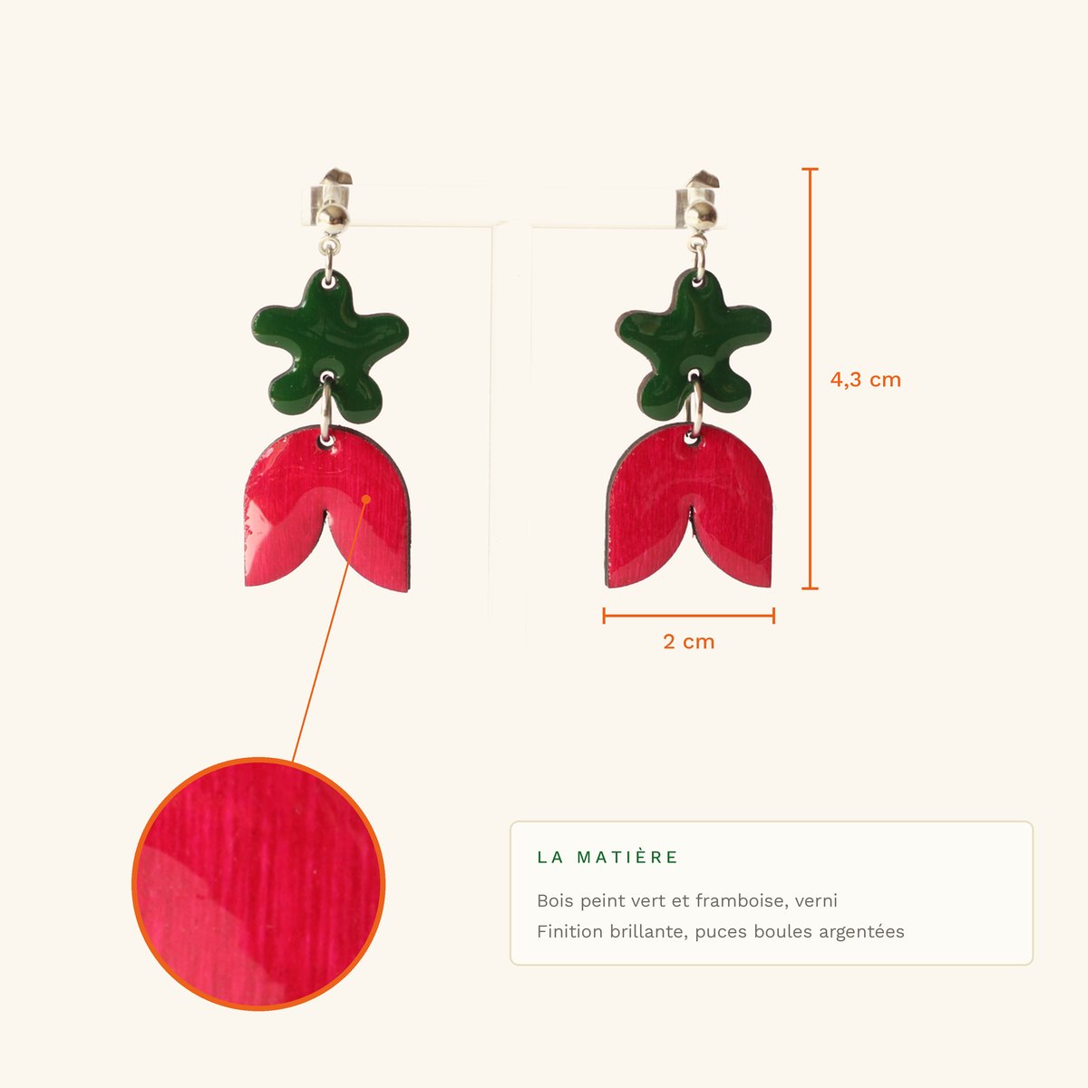 Claudette · Fleur verte et tulipe framboise – Image 2