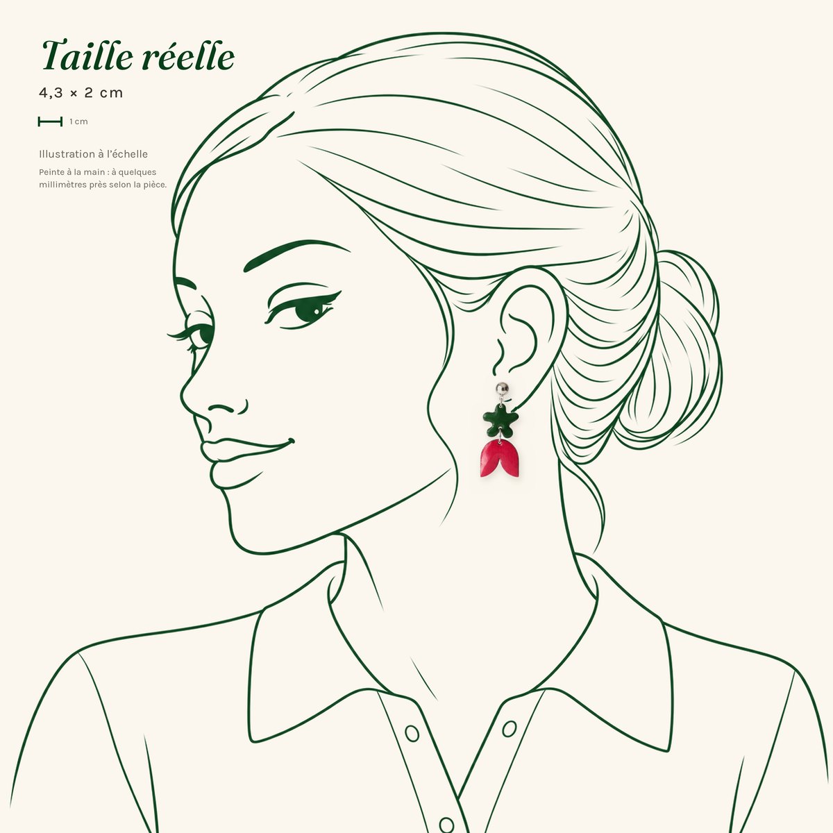 Claudette · Fleur verte et tulipe framboise – Image 3