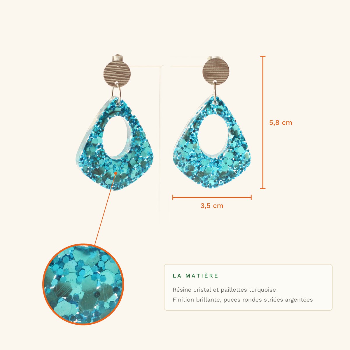 Ghislaine · Goutte turquoise pailletée – Image 2