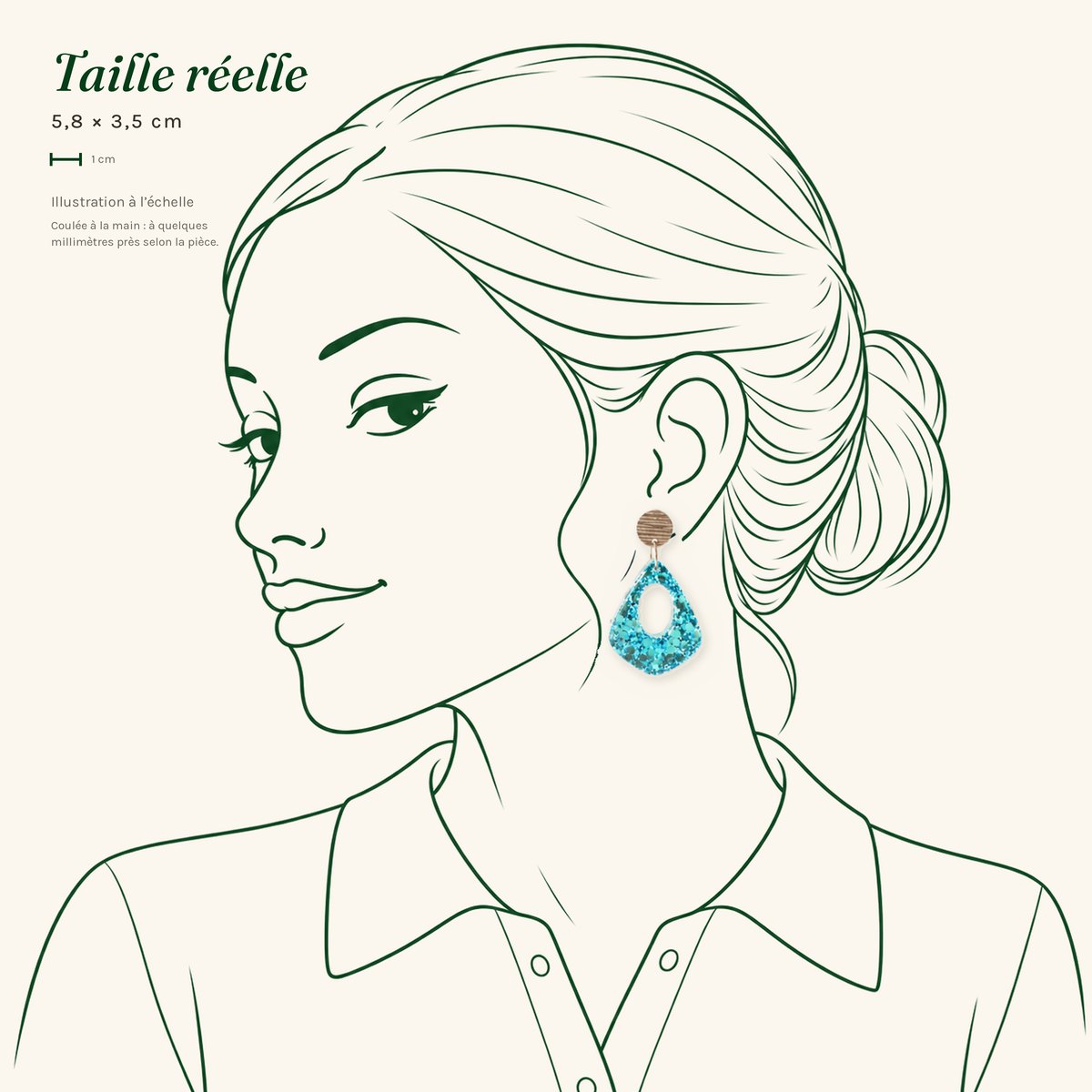 Ghislaine · Goutte turquoise pailletée – Image 3