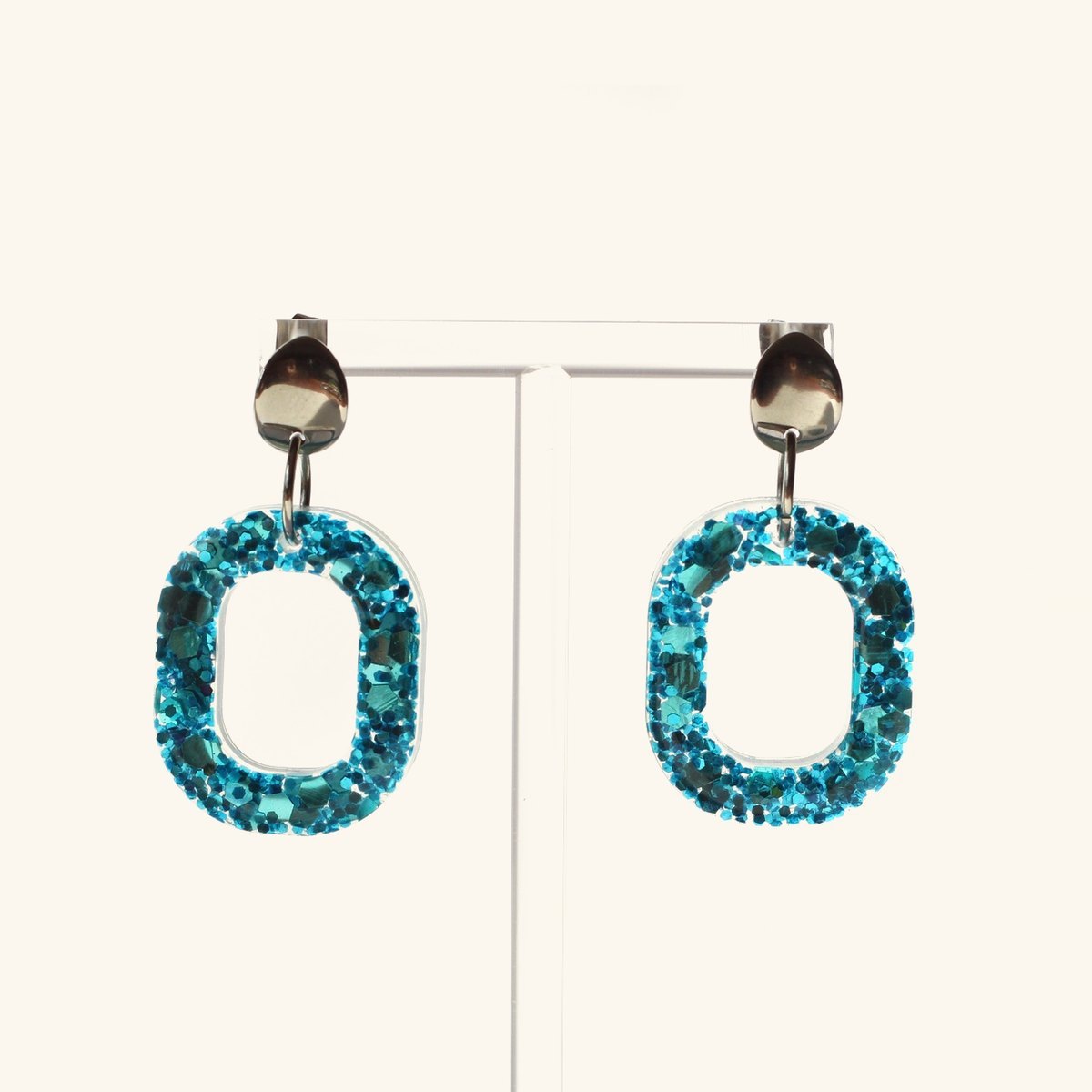 Jacqueline · Ovale turquoise pailleté
