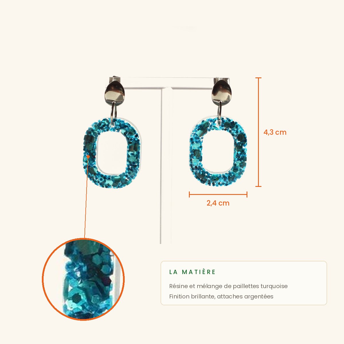 Jacqueline · Ovale turquoise pailleté – Image 2