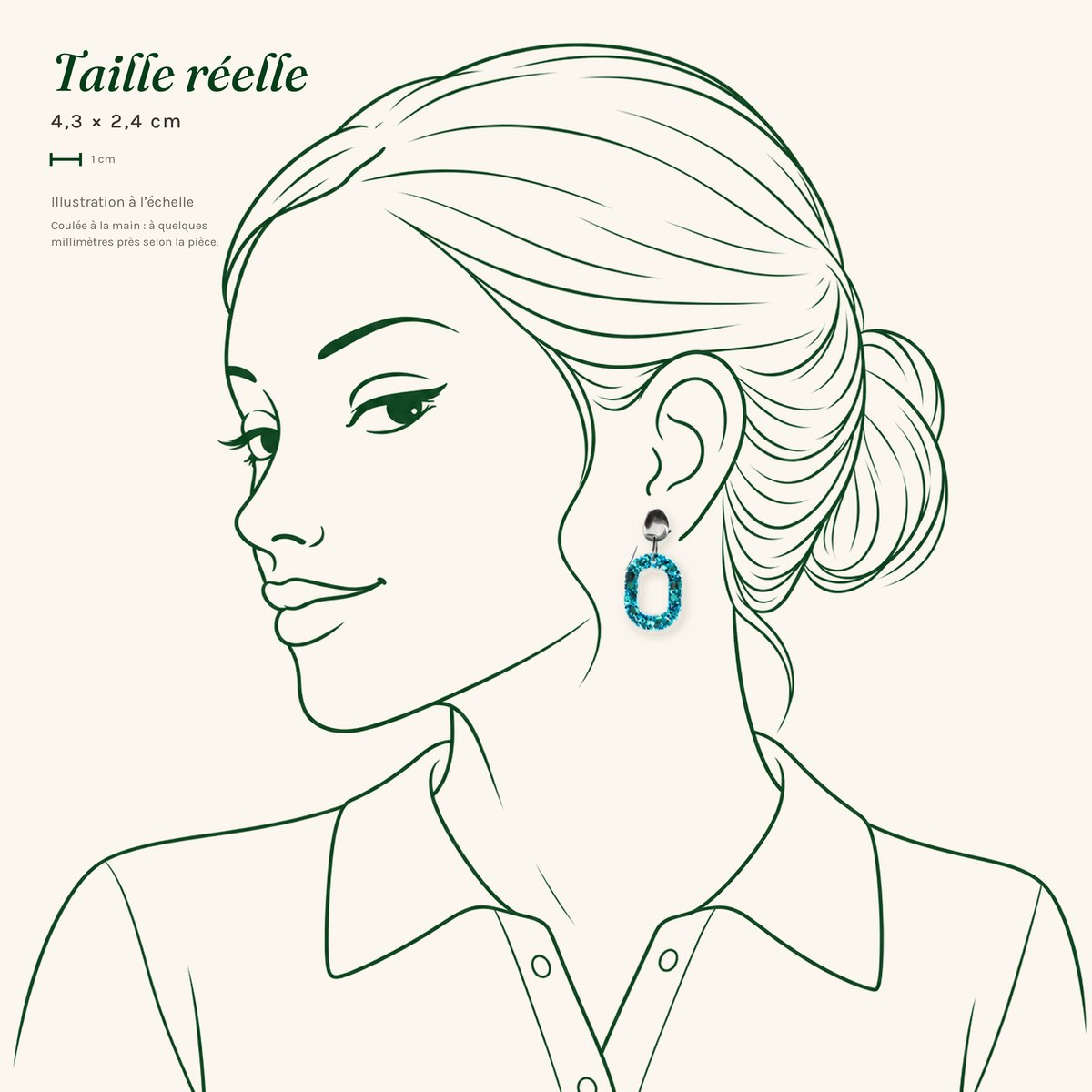 Jacqueline · Ovale turquoise pailleté – Image 3