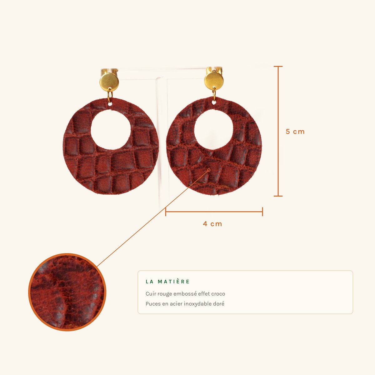 Rolande · Petite créole croco rouge – Image 2