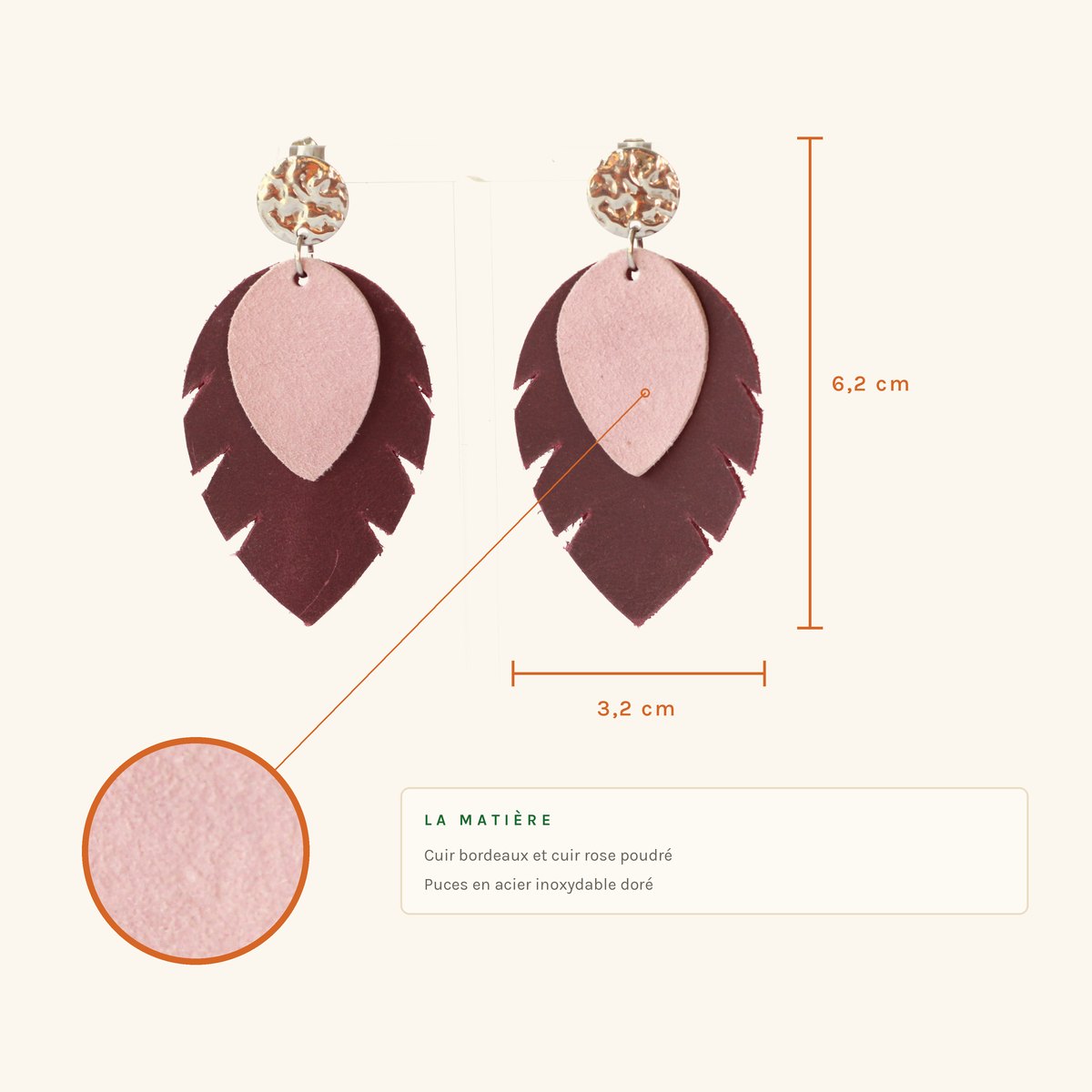 Léontine · Plume bordeaux et rose – Image 2